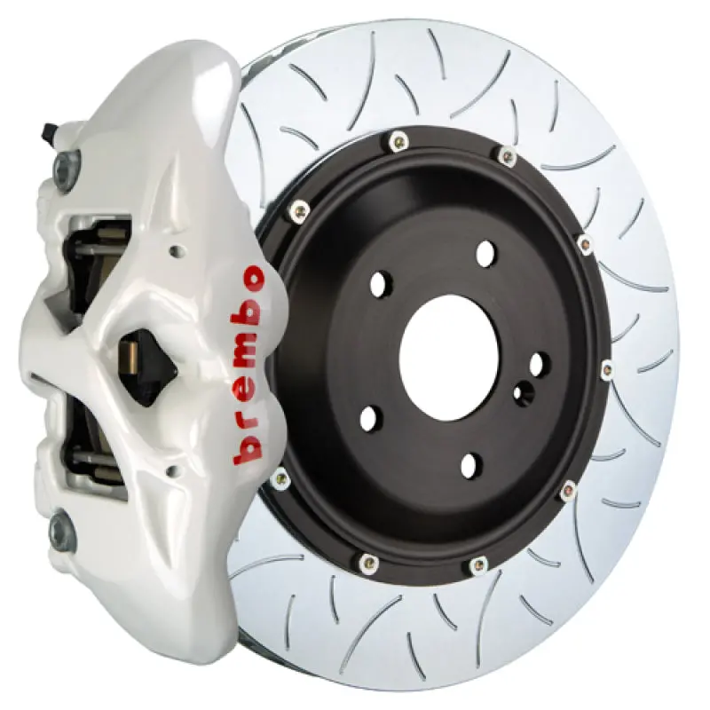Brembo 08-13 M3 (E90/E92/E93) Rear Gt Bbk 4 Piston Cast 380X28 2Pc Rotor Slotted Type-3- White 1